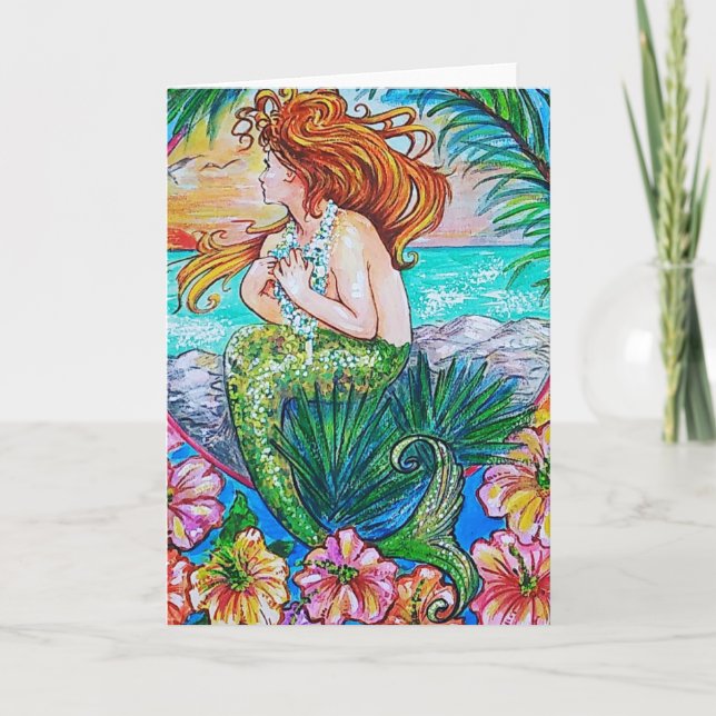 Mermaid greeting card, blank inside card (Front)