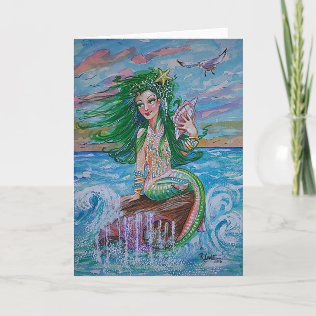 Mermaid greeting card, blank inside card (Front)