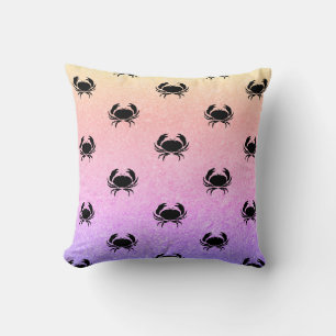 Mermaid Grunge Crabs Pattern Pastels Throw Pillow