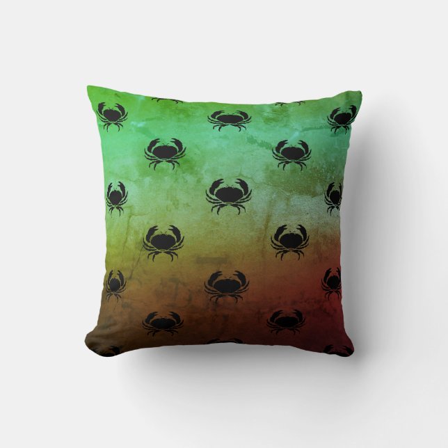 Mermaid Grunge Crabs Pattern Throw Pillow (Front)