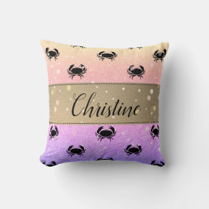 Mermaid Grunge Glam Crabs Throw Pillow