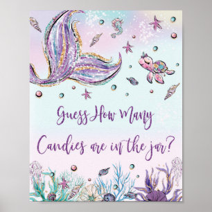 Mermaid Guess How Many Candies Baby Shower Sign