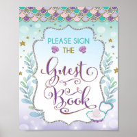 Mermaid Guest Book Sign Birthday Bridal Shower