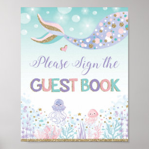Mermaid Guest Book Sign Under the Sea Decor