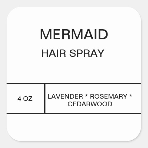 Mermaid Hair Spray Label