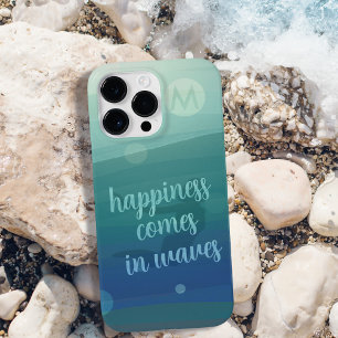 Mermaid Happiness Comes in Waves Custom Monogram iPhone 15 Pro Max Case