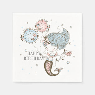 Mermaid Happy Birthday Napkins