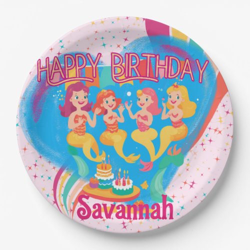 Mermaid Happy Birthday Party Plate