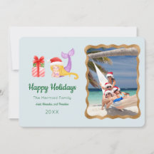 Mermaid Happy Holidays Photo Greeting Card