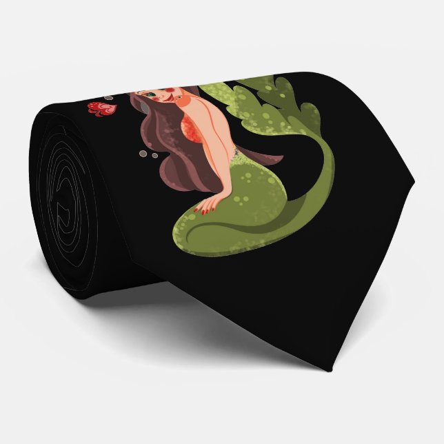 Mermaid Hearts Lover Valentine's Day Neck Tie (Rolled)