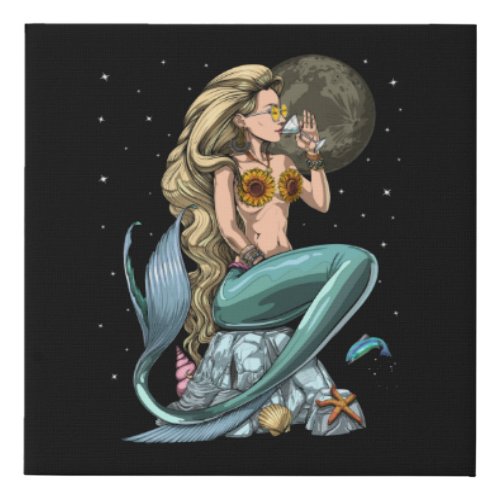 Mermaid Hippie Faux Canvas Print