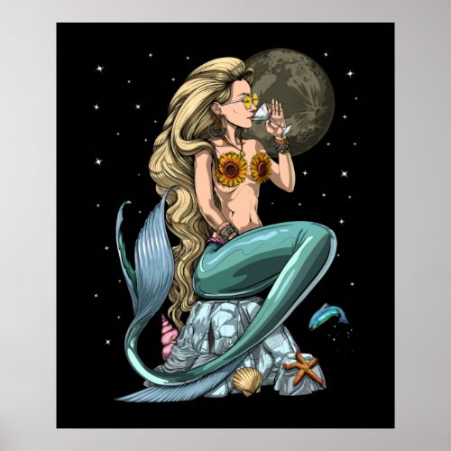 Mermaid Hippie Poster