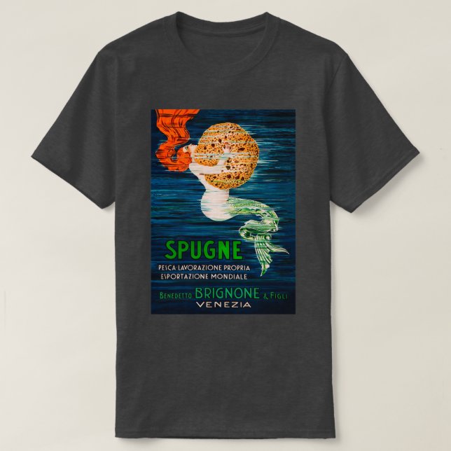 Mermaid Holding a Sponge Italian Advertisement Vin T-Shirt (Design Front)