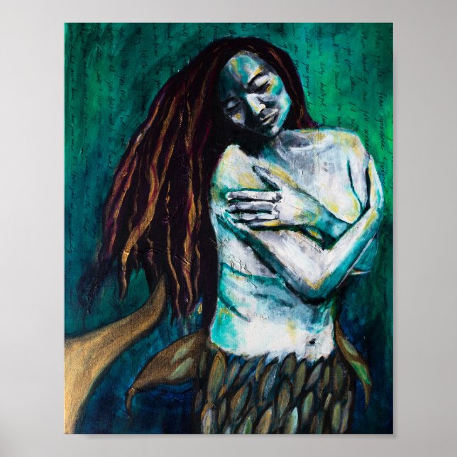 Mermaid Holding Herself Tenderly Poster (Front)