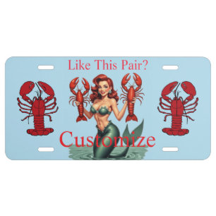 Mermaid Holding Lobsters Thunder_Cove License Plate