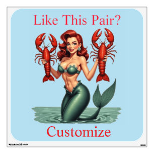 Mermaid Holding Lobsters Thunder_Cove Wall Decal