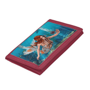 Mermaid holding Sea Lily Tri-fold Wallet