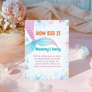 Mermaid How Big is mommy's belly Baby Shower Game Pedestal Sign