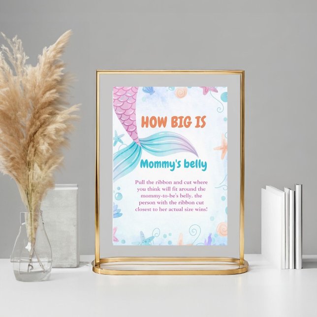 Mermaid  How Big is mommy's belly Baby Shower Game Poster (Creator Uploaded)