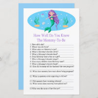 Mermaid How well do you know baby shower game