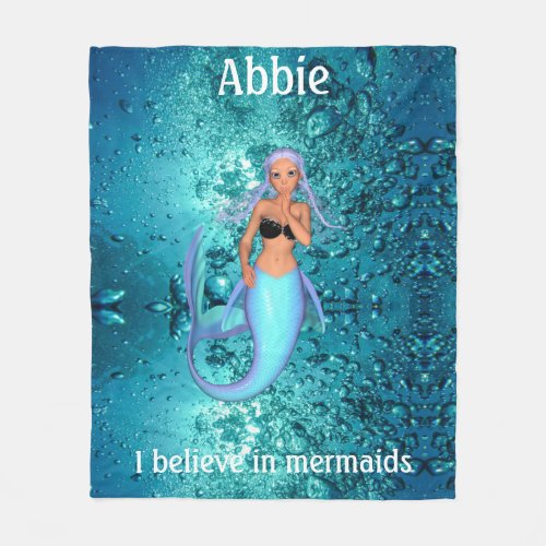 Mermaid _ I Believe in Mermaids Fleece Blanket