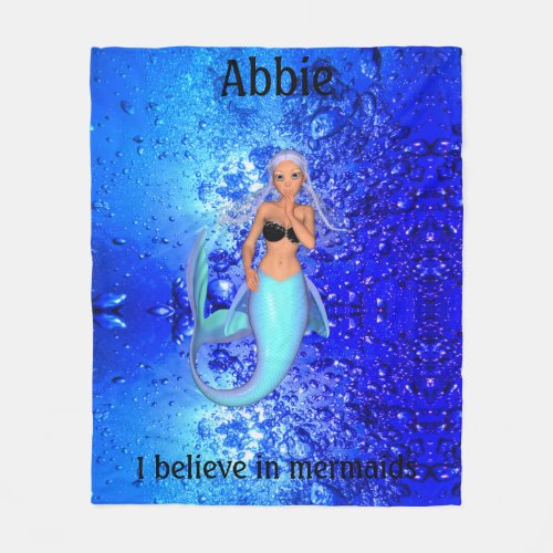 Mermaid _ I Believe in Mermaids Fleece Blanket