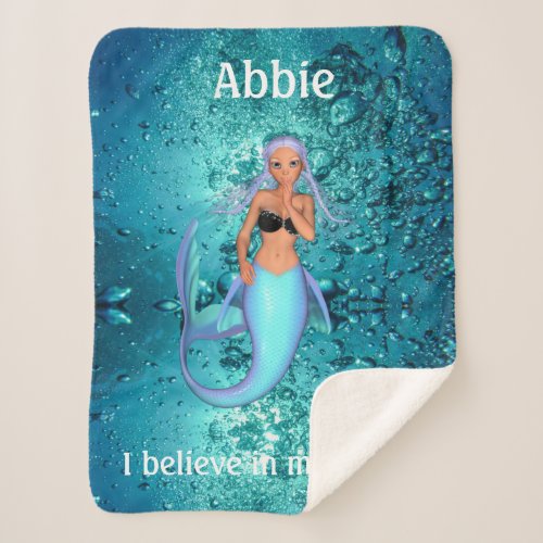 Mermaid _ I Believe in Mermaids Sherpa Blanket