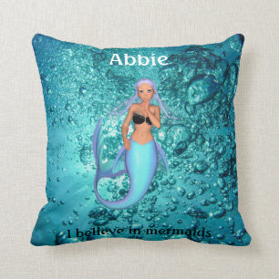 Mermaid - I Believe in Mermaids Throw Pillow
