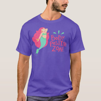 Mermaid illustration Body Positive Zone on purple T-Shirt