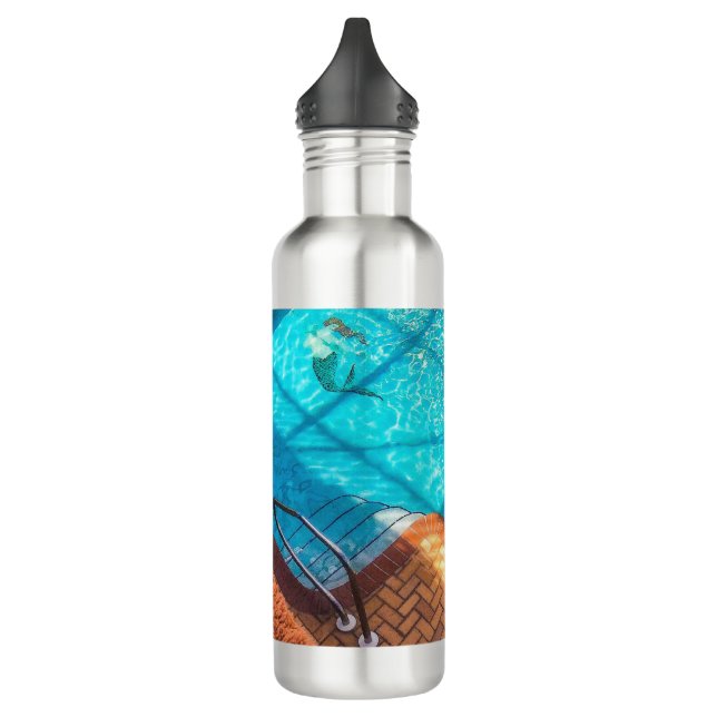 Mermaid in a Swimming Pool Stainless Steel Water Bottle (Left)