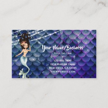 Mermaid In Blue ~ Sparkling Under The Sea Beach Business Card by TheBeachBum at Zazzle