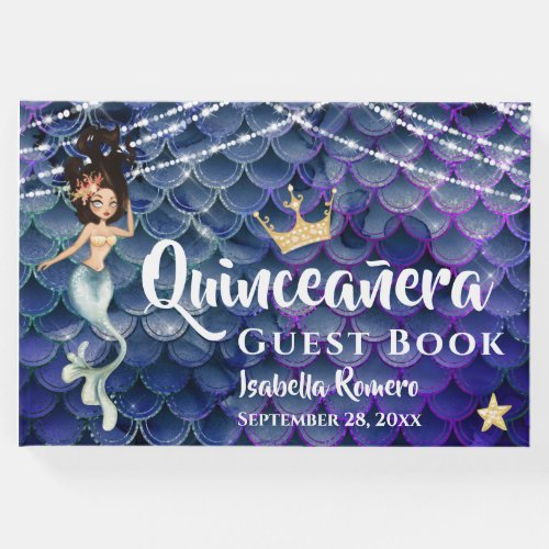 Mermaid in Blue Under the Sea Quinceaera Guest Book