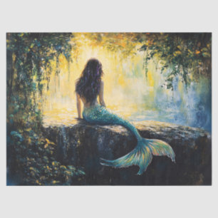 Mermaid in the Cove Painting Decoupage Tissue Paper