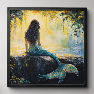 Mermaid in the Cove Painting Peel And Stick Photo Tile