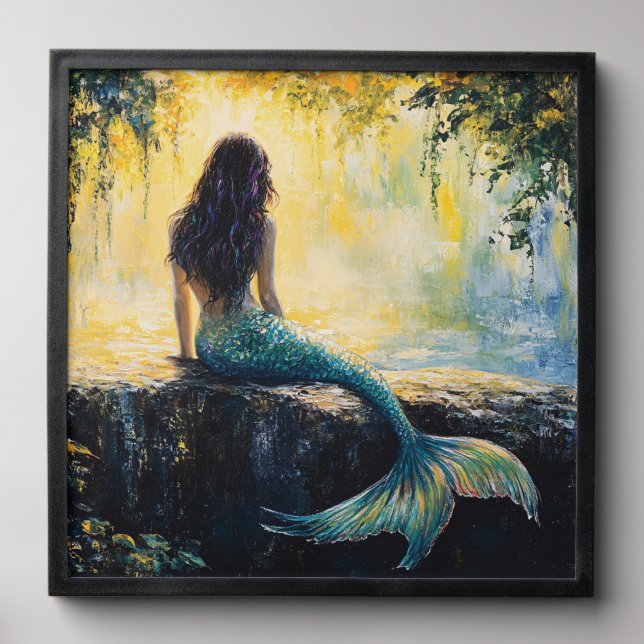 Mermaid in the Cove Painting Peel And Stick Photo Tile (Front Set)