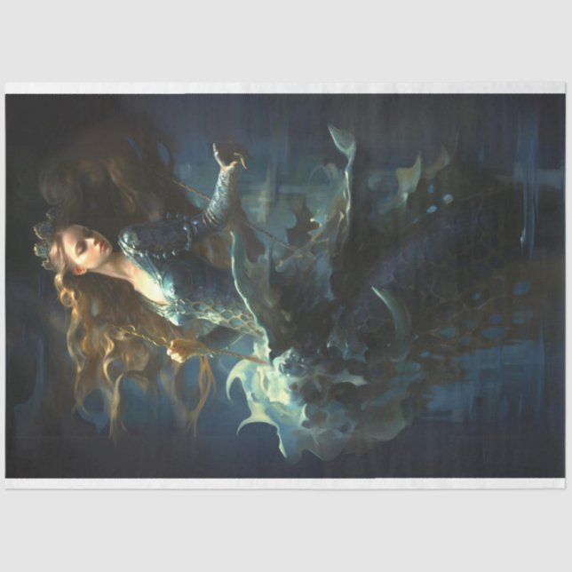 Mermaid in the Fantasy Ocean World Decouapge Tissue Paper (Front)