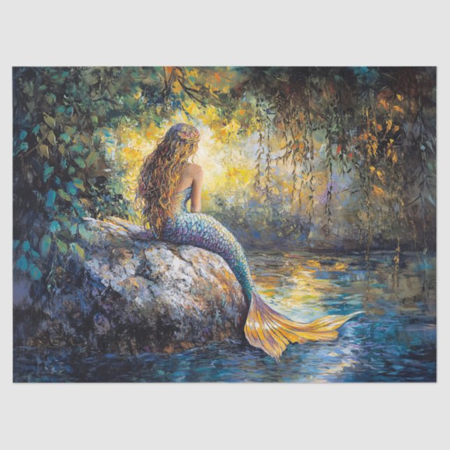 Mermaid in the Grotto Painting Decoupage Tissue Paper (Front)