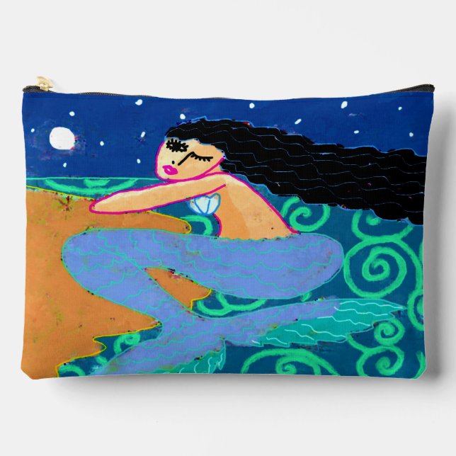 Mermaid in the Moonlight Abstract Art Accessory Pouch (Front)