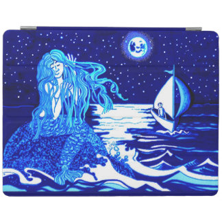 Mermaid in the moonlight combing her hair iPad smart cover