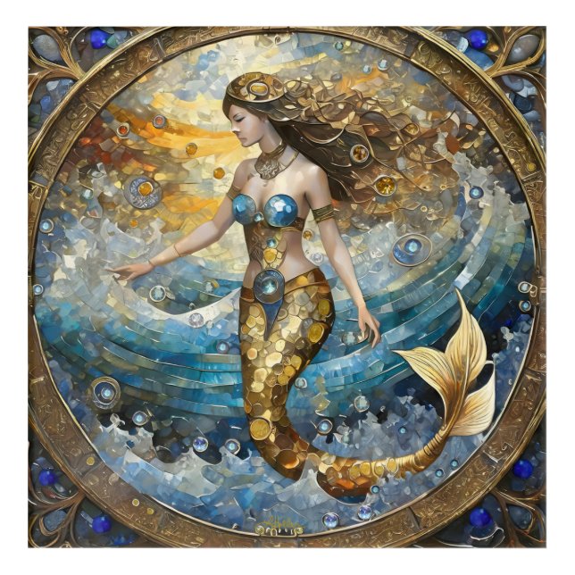 Mermaid in the Ocean Waves Acrylic Print (Front)