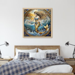 Mermaid in the Ocean Waves Framed Art