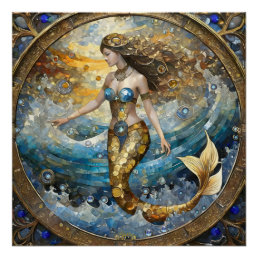 Mermaid in the Ocean Waves Poster