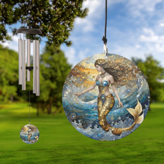 Mermaid in the Ocean Waves Wind Chime (Outdoor)