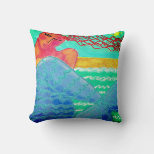 Mermaid in the Sunlight Abstract Art Throw Pillow