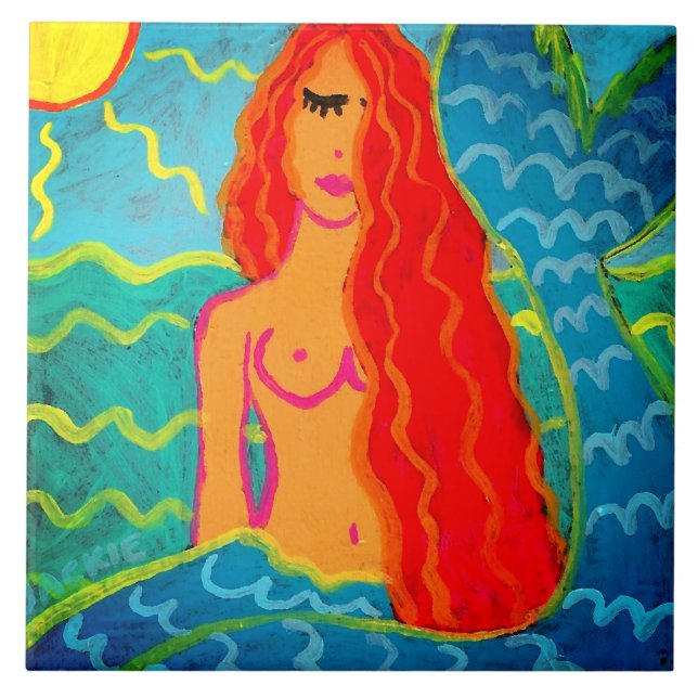 Mermaid in the Sunlight Ceramic Tile (Front)