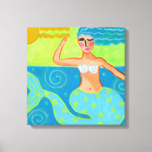 Mermaid in the Sunshine Abstract Art Canvas Print