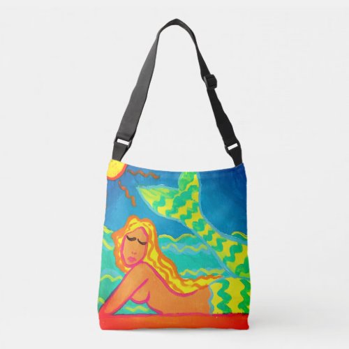 Mermaid in the Sunshine Abstract Art Crossbody Bag