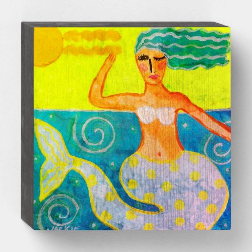 Mermaid in the Sunshine Abstract Art Wooden Box Sign