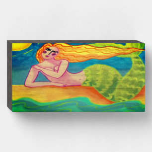 Mermaid in the Sunshine Abstract Painting Wooden Box Sign
