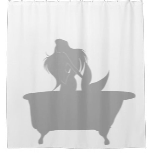 Mermaid In the Tub Shower Silhouette Shadow Fun Shower Curtain